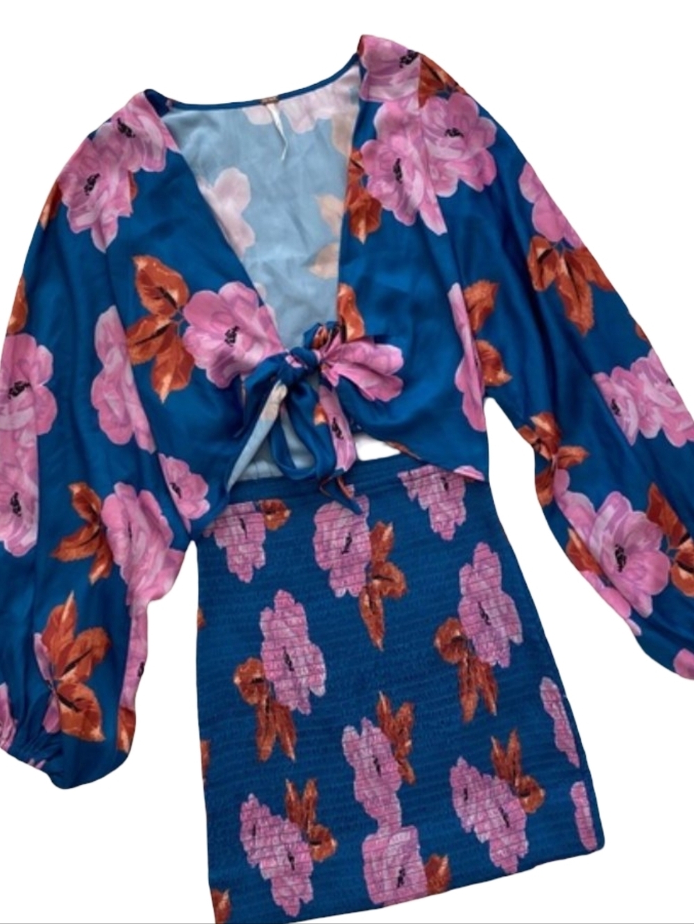 Free People Cassie Mini Dress in Blue Motif, size XS. NWT